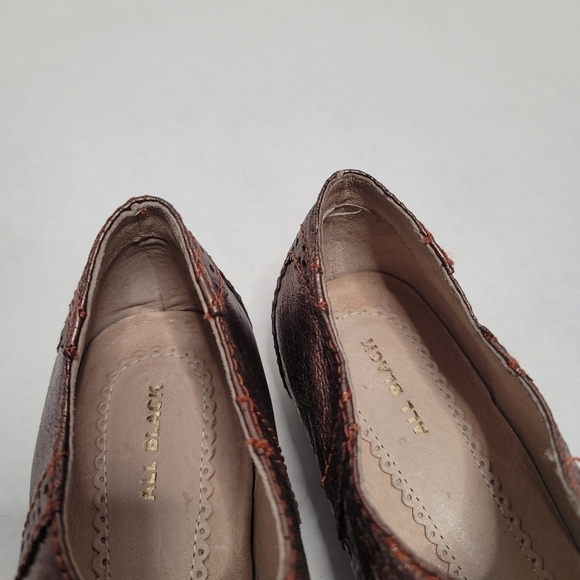 AllBlack Bronze Brown Leather Button Accent Art To Wear Slip On Shoe - Picture 4 of 9